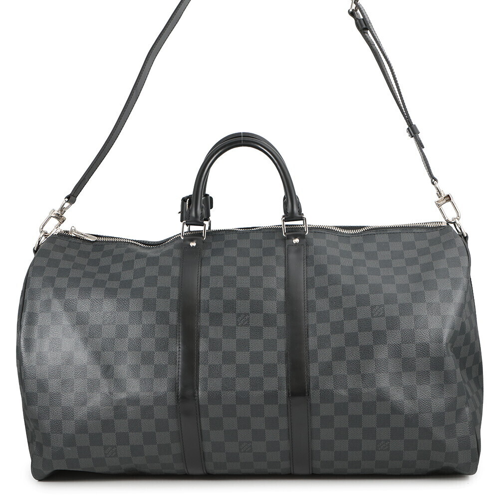 Louis Vuitton Boston Bag Damier Graphite Black Keepall Bandouliere Travel Black